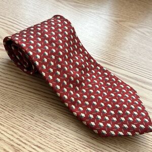 Christian Dior Monsieur All Silk Tie - Dark Burnt Orange with Geometric Pattern